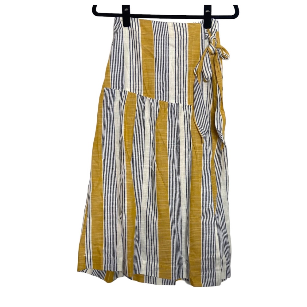 Maeve Anthropologie Skirt Striped Wrap Midi Lagenlook Coastal - Picture 3 of 13